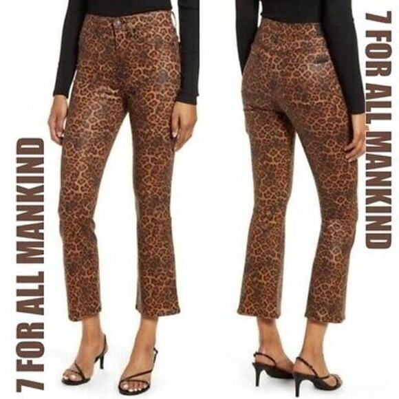 NWT 7 for All Mankind High Waist Slim Kick Jeans Animal Print size 24 - Picture 3 of 7